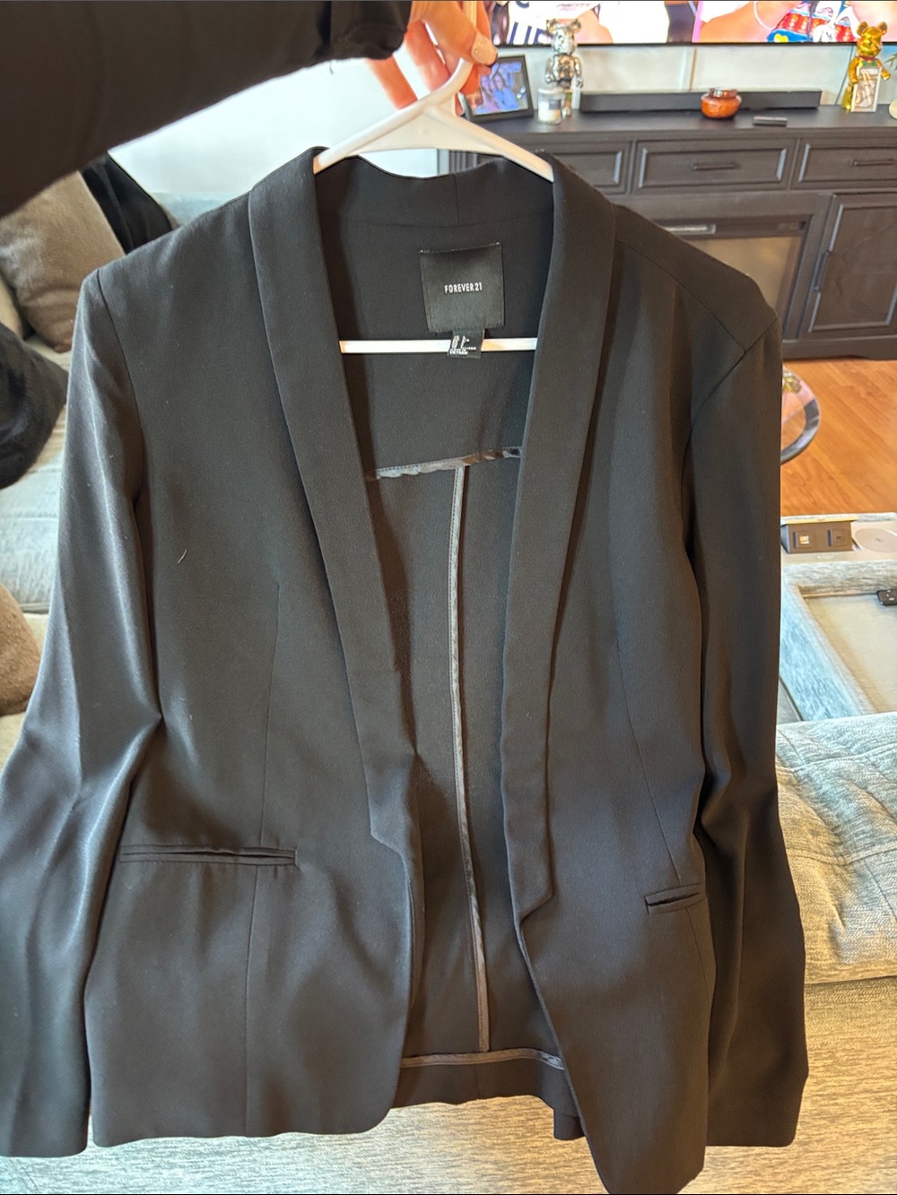Forever 21 Black Open-Front Shawl Collar Blazer